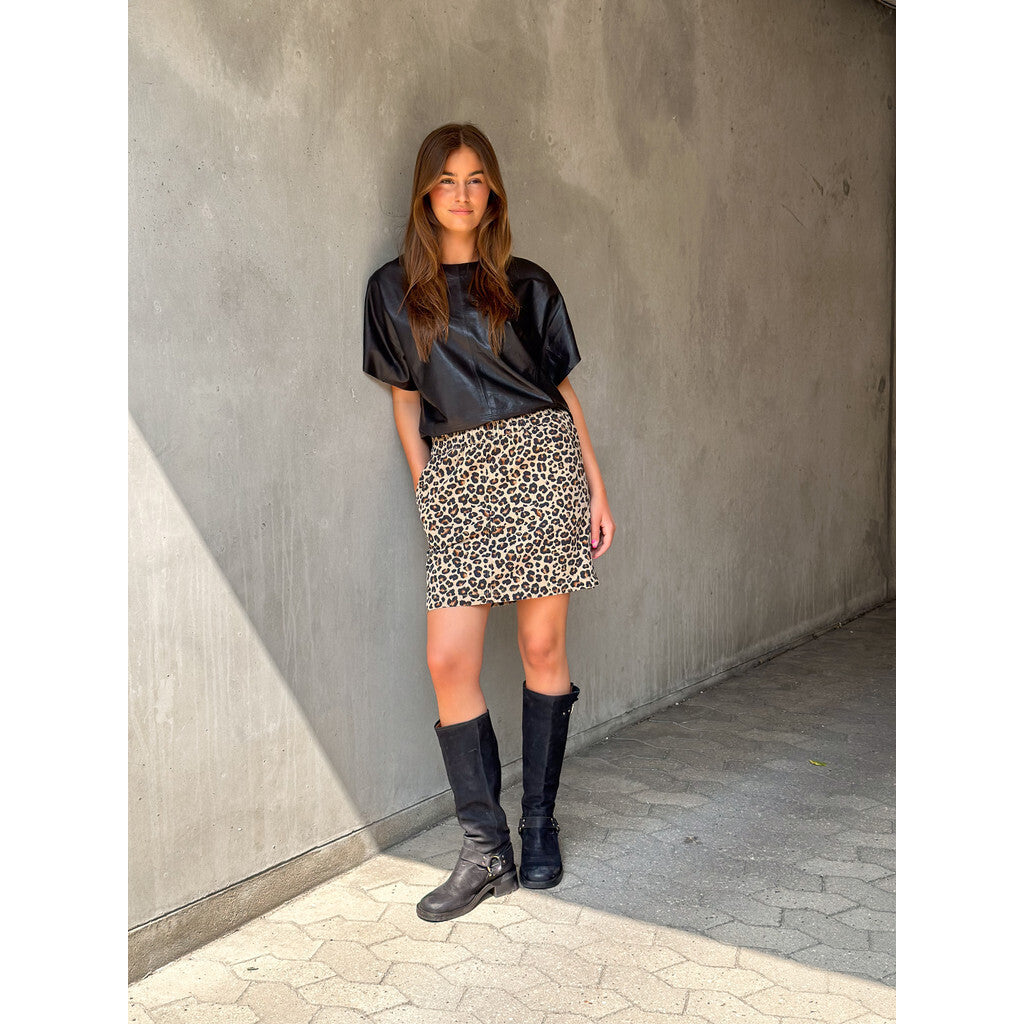 DEPECHE - JANE SKIRT LEOPARD PRINT