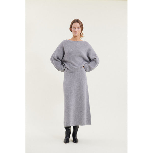 BASIC APPAREL - LISE 3/4 NEDERDEL LIGHT GREY MELANGE