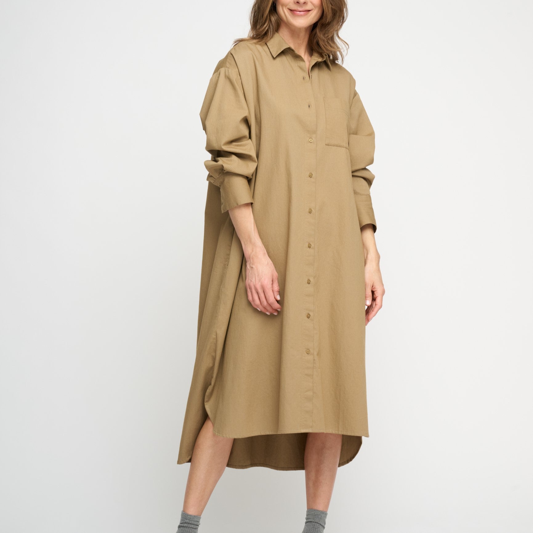 MOSHI MOSHI - FLORET SKJORTEKJOLE KHAKI BROWN