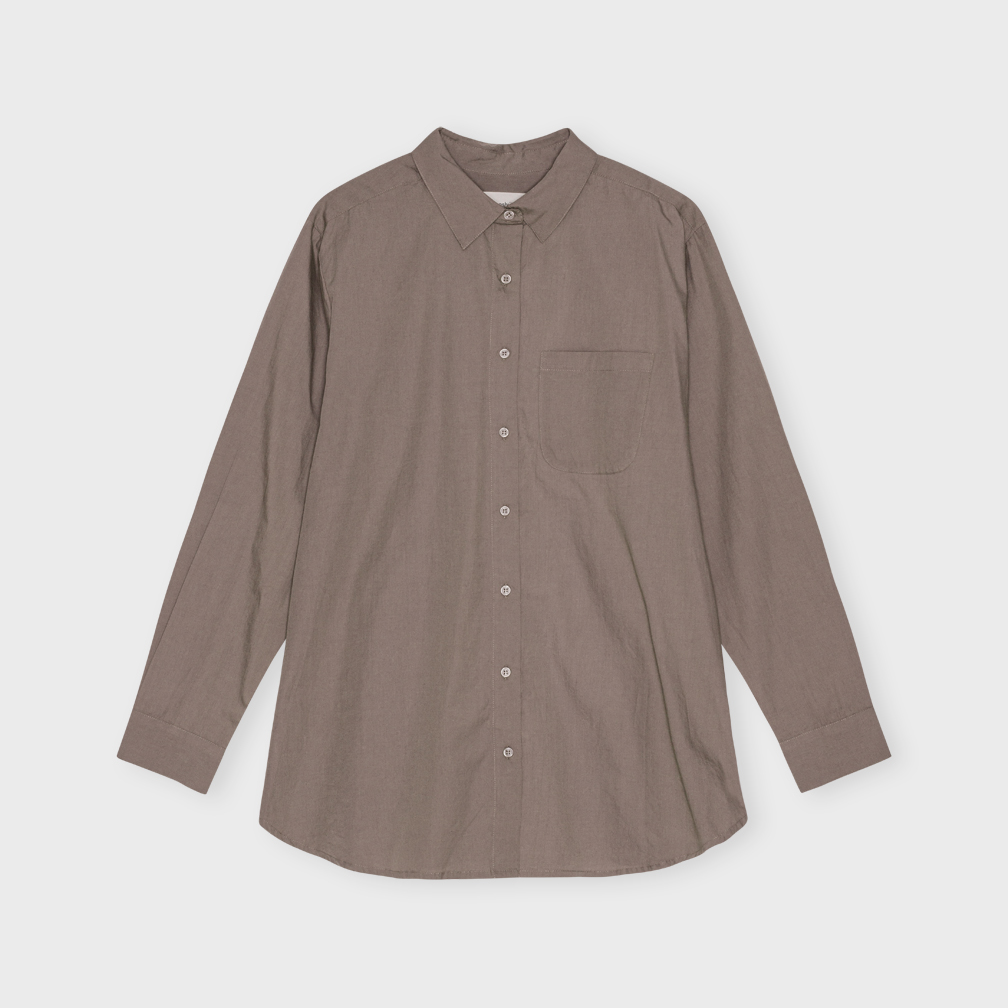 MOSHI MOSHI - GAIA POPLIN SKJORTE DARK TAUPE