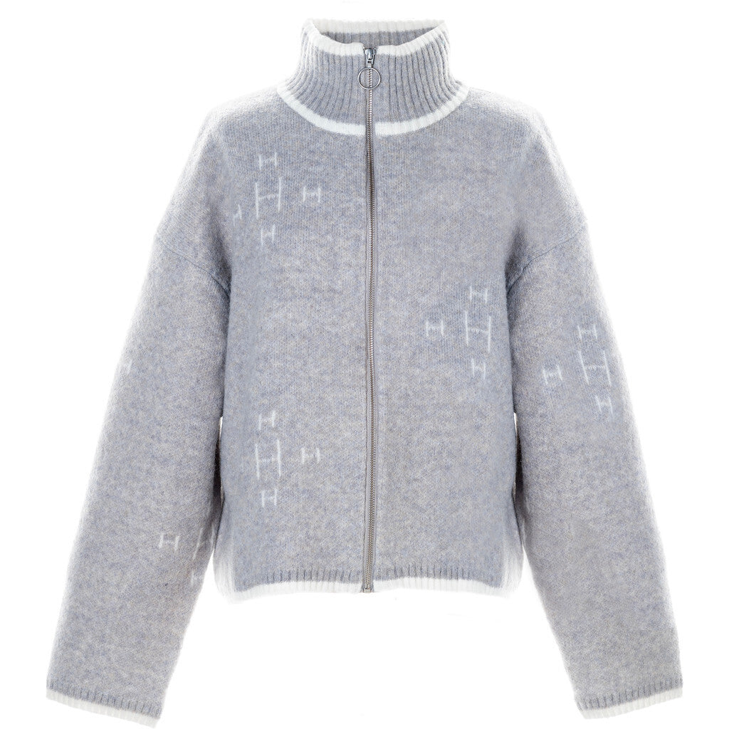 HEST - IBEN ZIP CARDIGAN LIGHT GREY