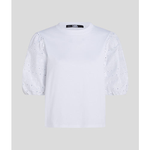 KARL LAGERFELD - LACE T-SHIRT HVID