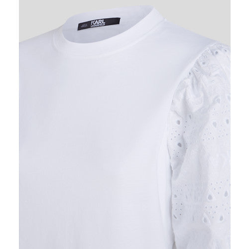 KARL LAGERFELD - LACE T-SHIRT HVID