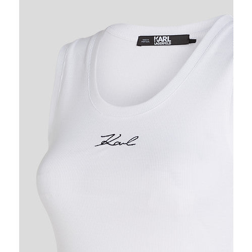 KARL LAGERFELD - LOGO RIB TOP WHITE