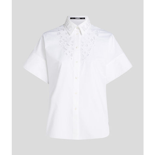 KARL LAGERFELD - SS EMBROIDERED SKJORTE HVID