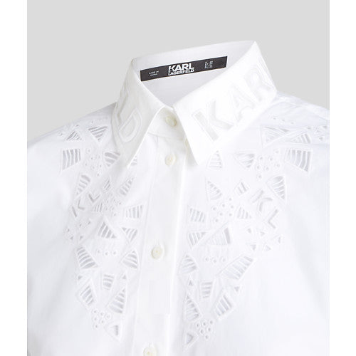 KARL LAGERFELD - SS EMBROIDERED SKJORTE HVID