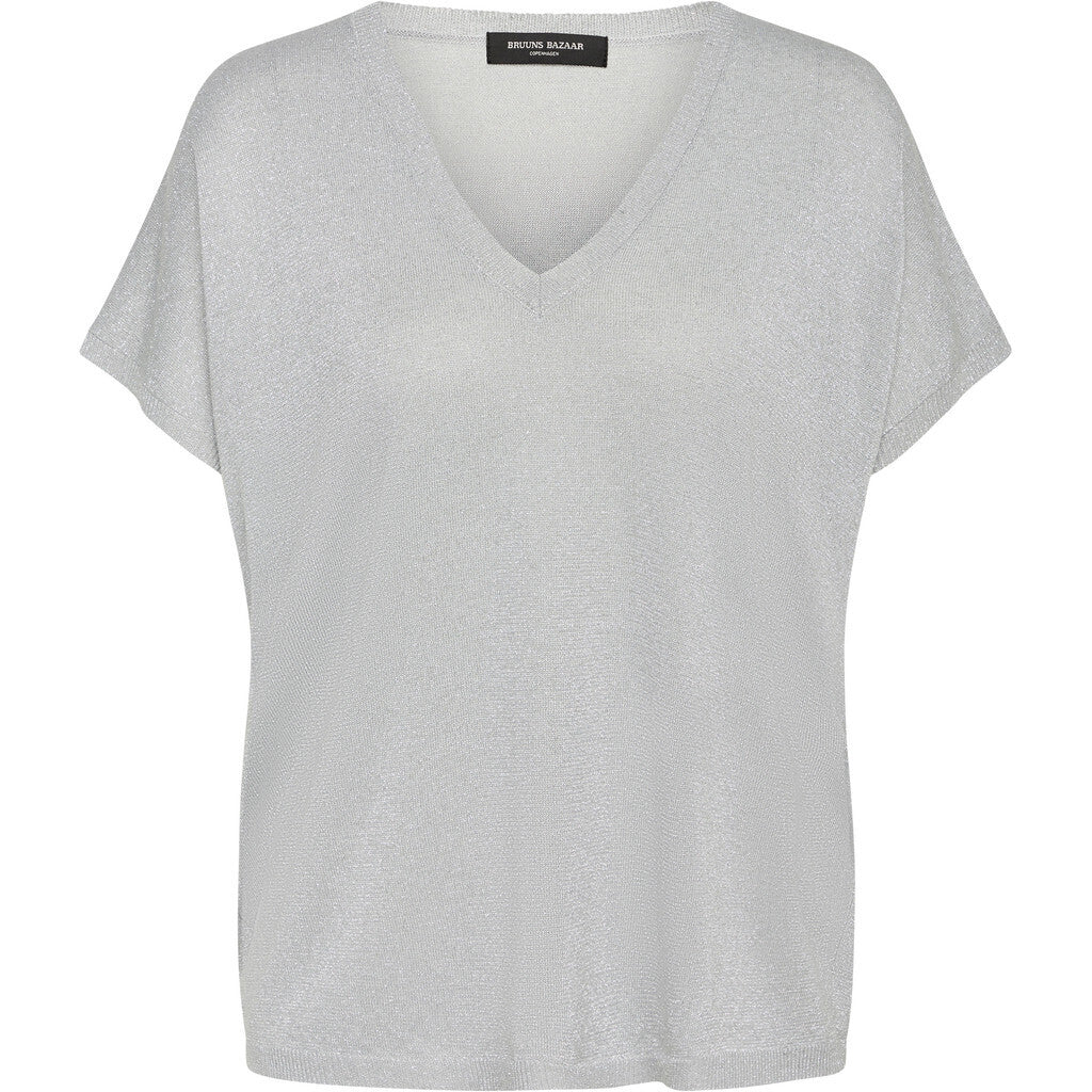 BRUUNS BAZAAR - MARLEEE KNIT T-SHIRT SILVER