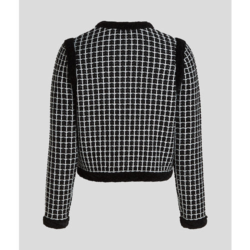 KARL LAGERFELD - BOUCLE KNIT JAKKE SORT/HVID