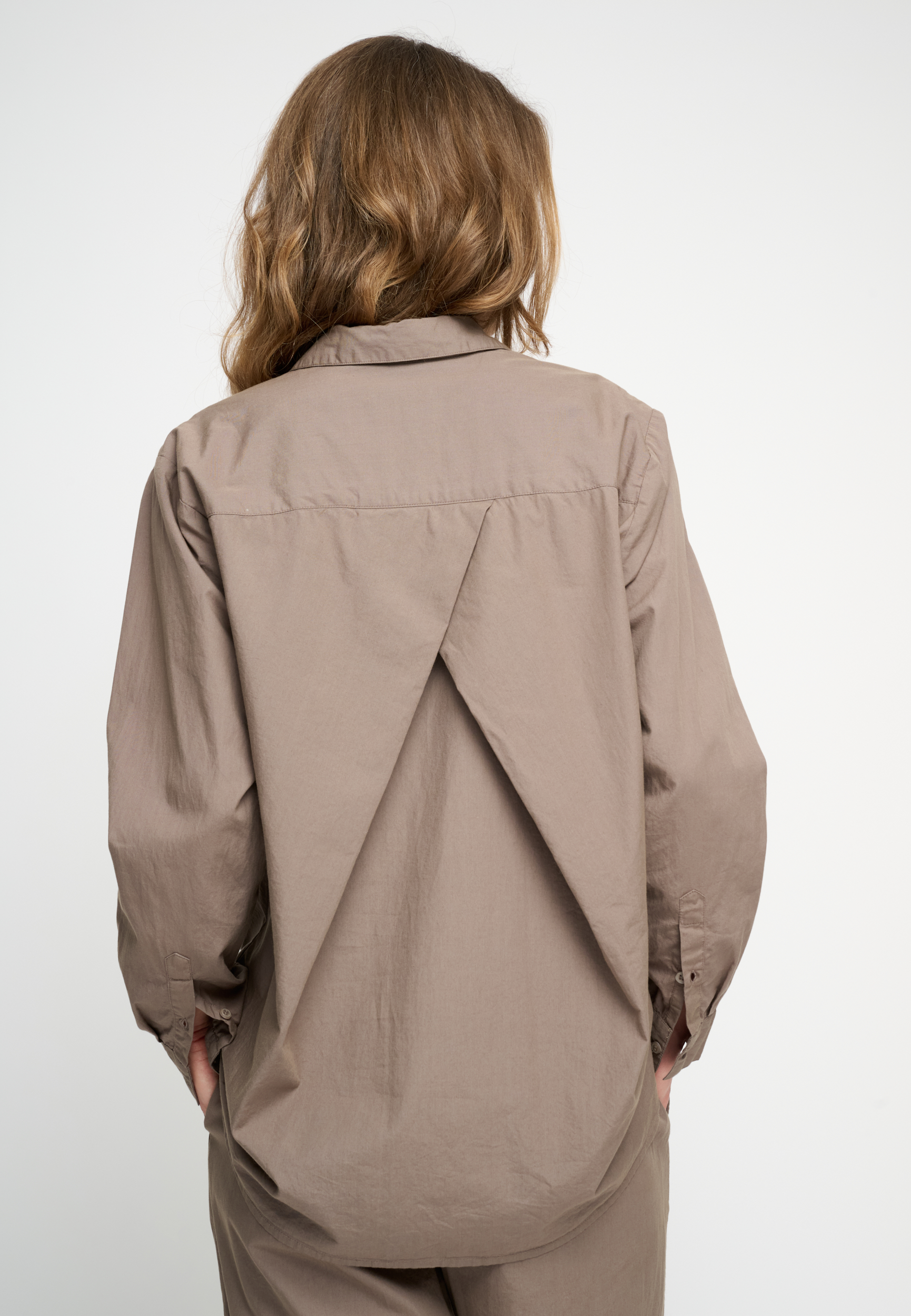 MOSHI MOSHI - GAIA POPLIN SKJORTE DARK TAUPE