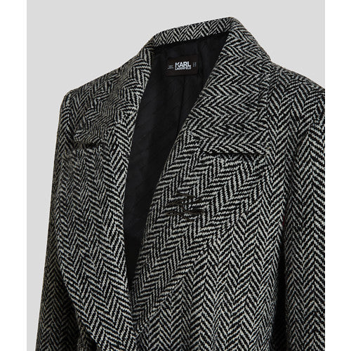 KARL LAGERFELD - HERRINGBONE FRAKKE BLACK/WHITE