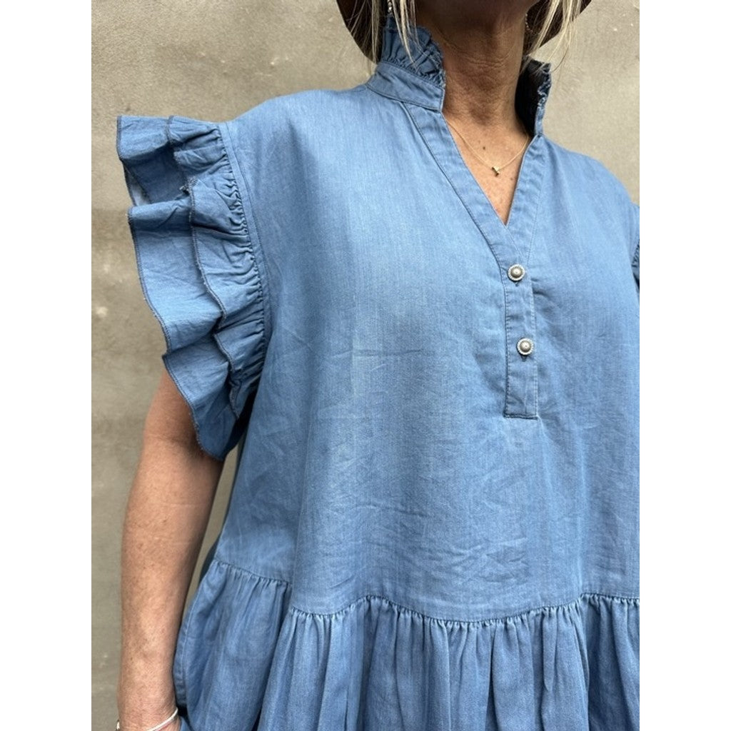 GASPAR - JADA SS BLUSE BLUE