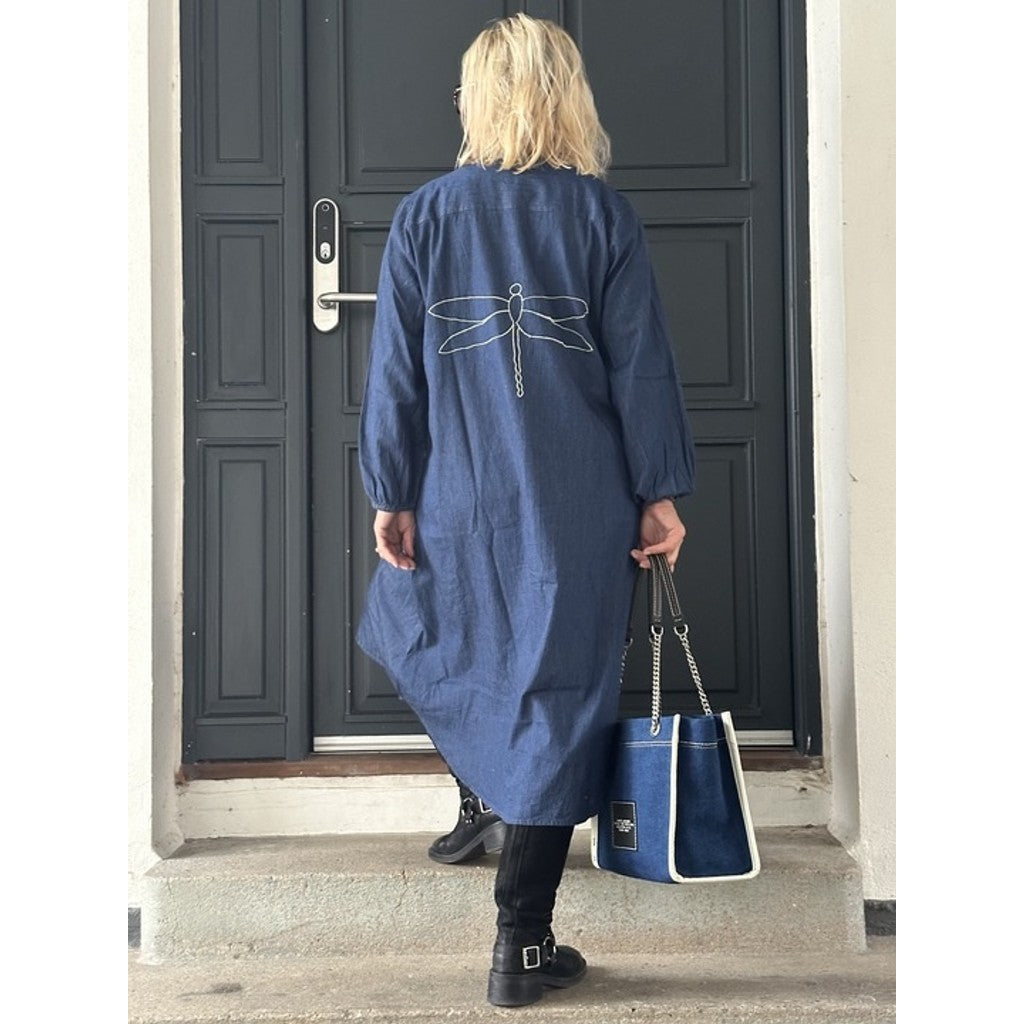 GASPAR - LUNA DENIM KJOLE BLUE