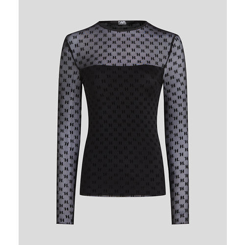 KARL LAGERFELD - KL MESH BLUSE SORT