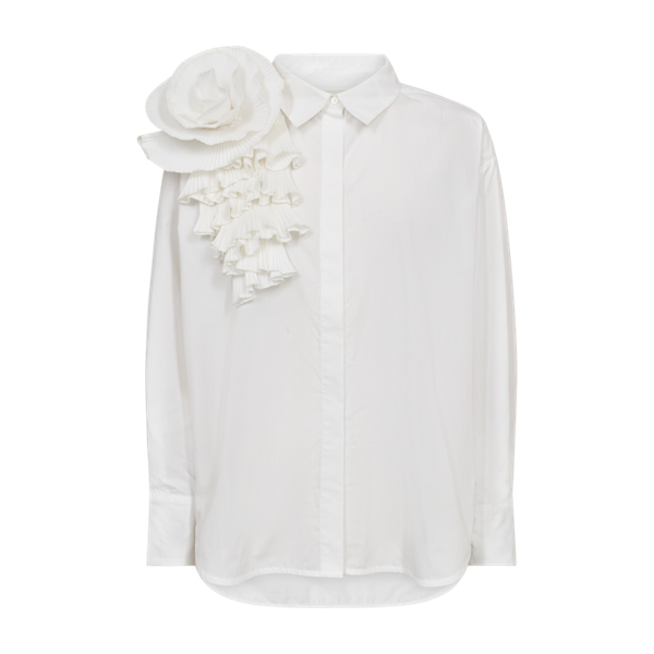 COPENHAGEN MUSE - PLEAT FRILL SKJORTE BRIGHT WHITE