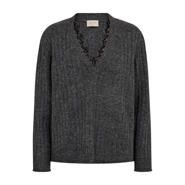 FREEQUENT - MONET PULLOVER DARK GREY MELANGE