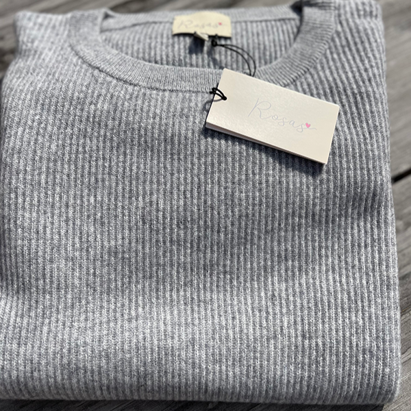 ROSA'S - CASHMERE RIB STRIK GRÅ